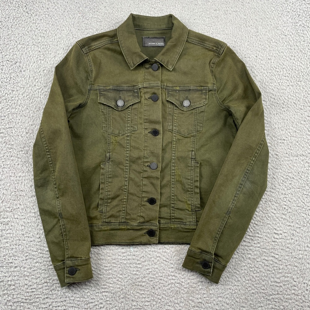 Articles of Society Denim Jacket Womens S Olive Green Pincrest Trucker Jean